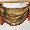 Three Tier Burgundy Rose Curtain Valance (w/ fringe)